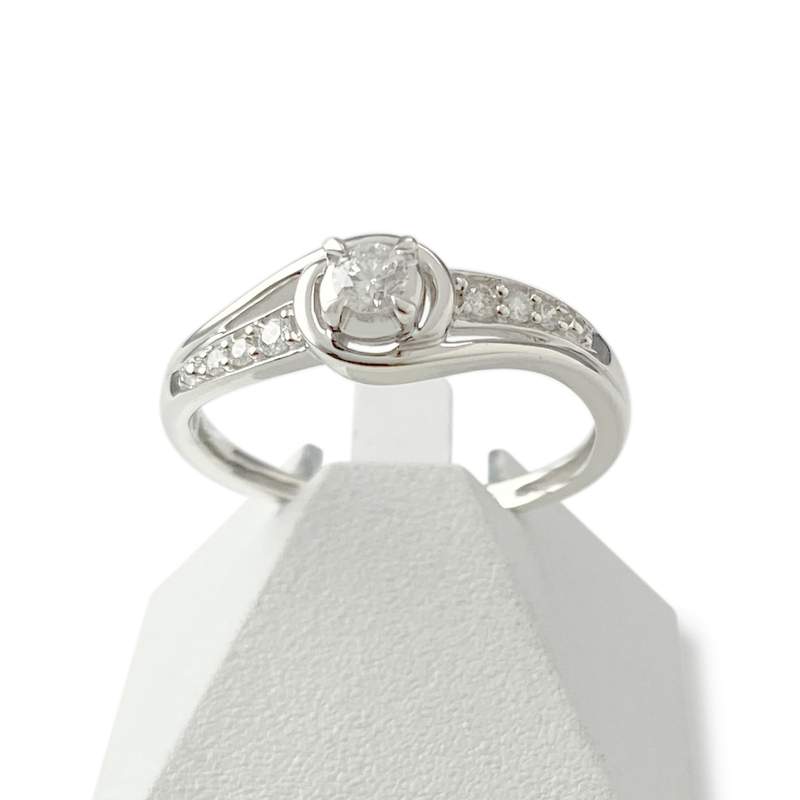 Bague d'occasion or 375 blanc diamantS et rubis - vue 1