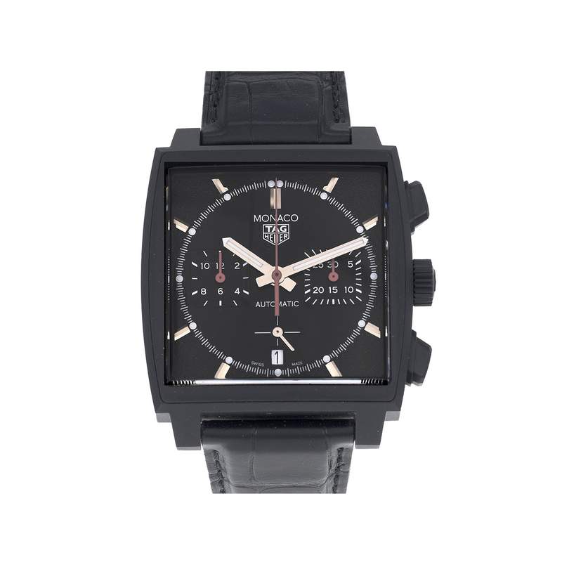 Montre d'occasion TAG Heuer Monaco homme automatique cuir noir - vue 1