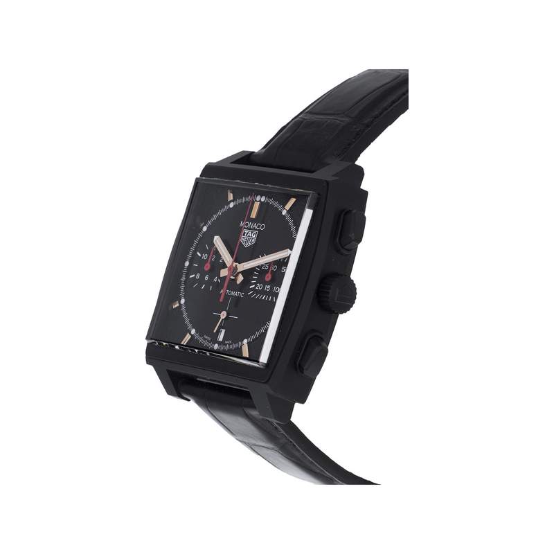 Montre d'occasion TAG Heuer Monaco homme automatique cuir noir - vue 2