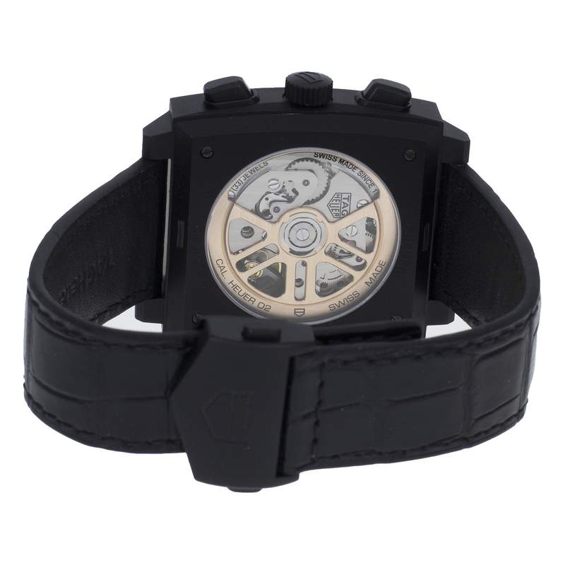Montre d'occasion TAG Heuer Monaco homme automatique cuir noir - vue 3