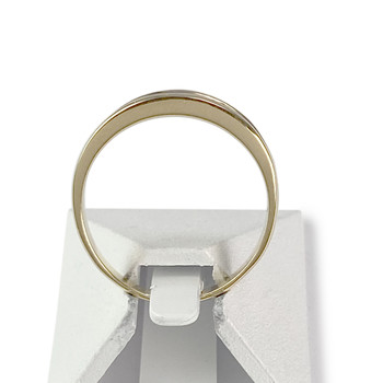 Tweedehands gouden ring 750 geel 2 toon diamanten