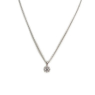 Collier or 750 blanc pendentif fleur diamants synthétiques 45 cm