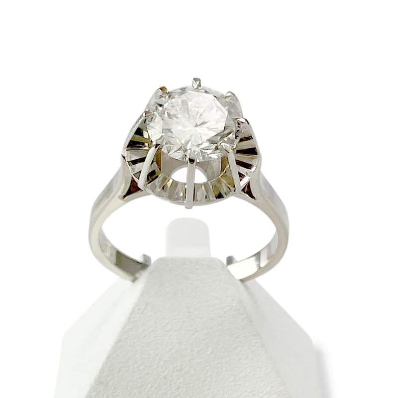 Solitaire d'occasion or 750 blanc platine diamant - vue 1