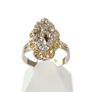 Bague marquise d'occasion or 750 2 tons zirconias