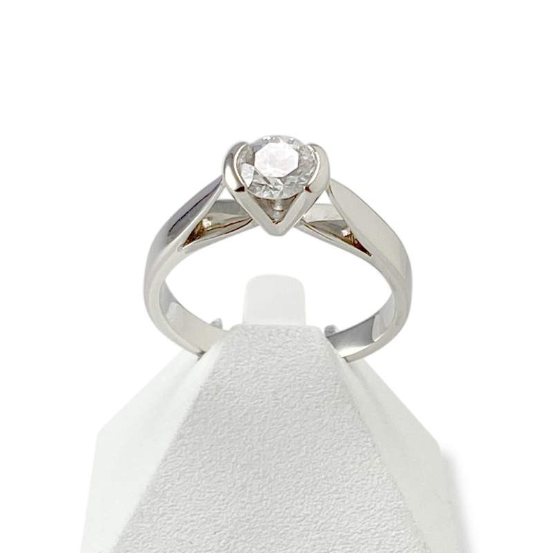 Solitaire d'occasion or 750 blanc diamant - vue 1