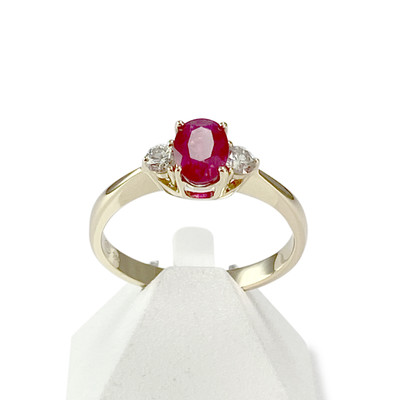 Bague d'occasion or 750 jaune diamants rubis - vue 1