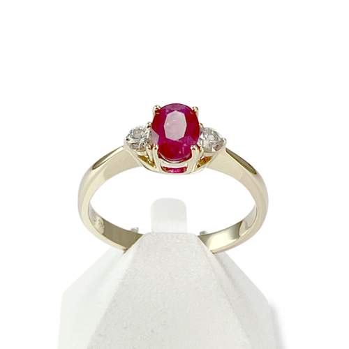 Second-hand gold 750 yellow diamond ruby ring