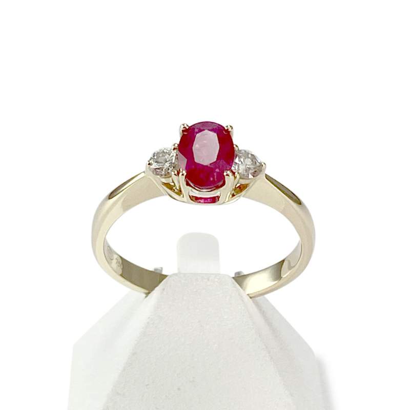 Bague d'occasion or 750 jaune diamants rubis - vue 1