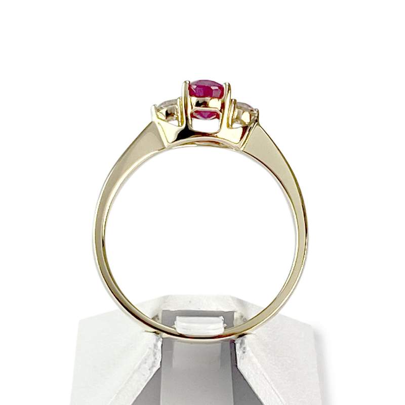 Bague d'occasion or 750 jaune diamants rubis - vue 3