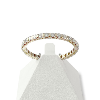Pre-owned 14K yellow gold ring with diamonds - view 1