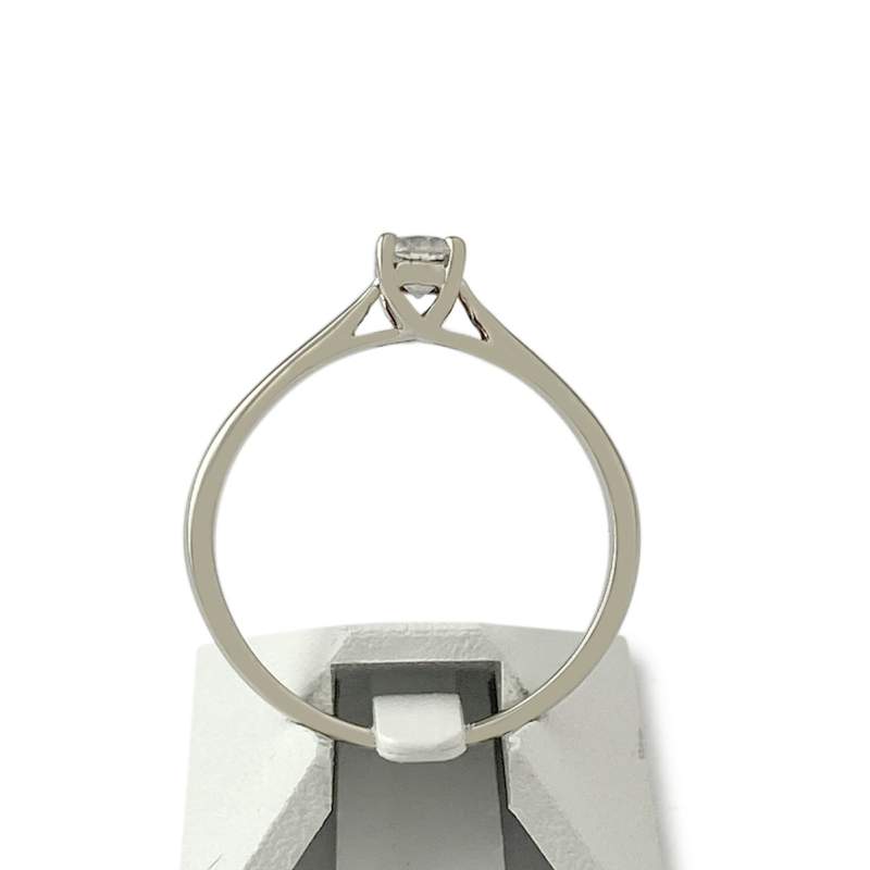 Bague solitaire d'occasion or 375 blanc diamant 0.25 carat - vue 3
