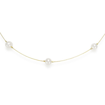 Collier d'occasion or 750 jaune cable avec perles de culture de chine 42 cm