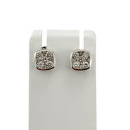 Boucles d'oreilles d'occasion or 750 blanc diamants synthétiques