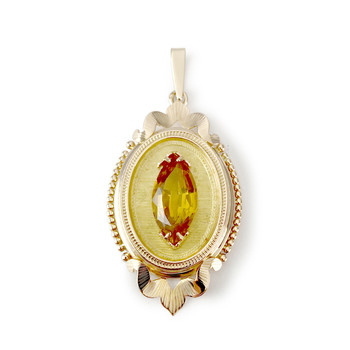 Pendentif d'occasion or 750 jaune corindon synthétique