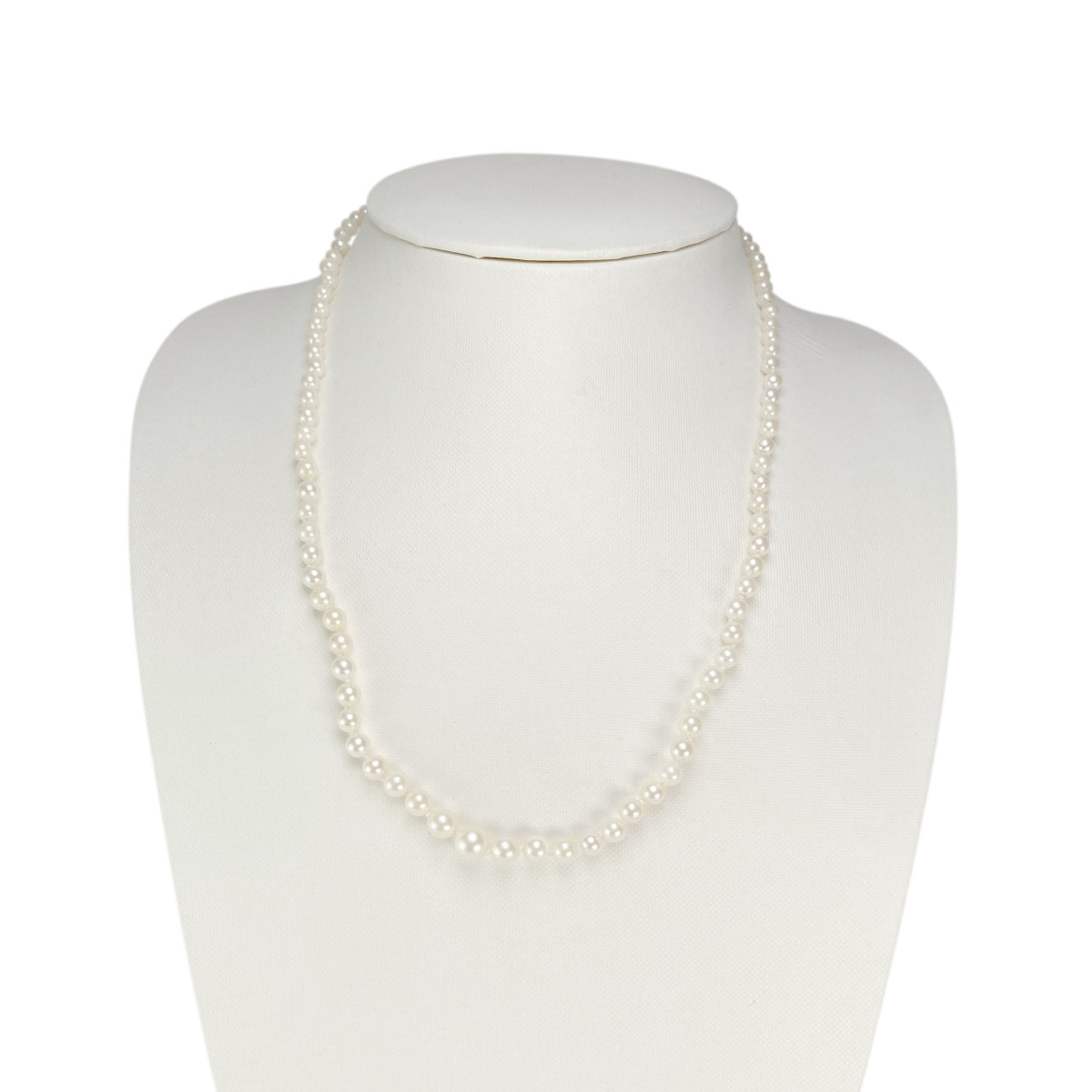Collier en chute d'occasion or 750 blanc perles du japon 50 cm - vue 2