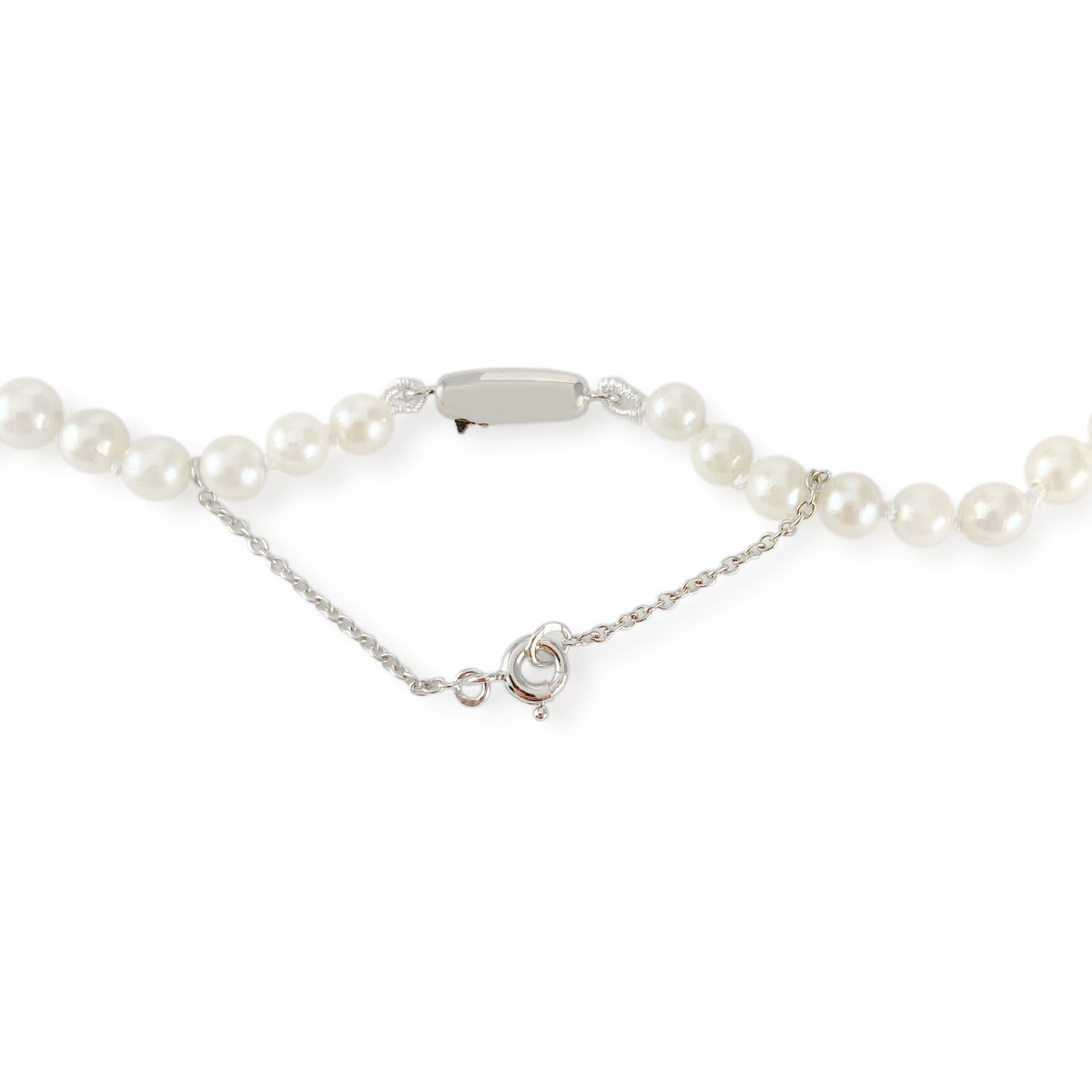 Collier en chute d'occasion or 750 blanc perles du japon 50 cm - vue 3