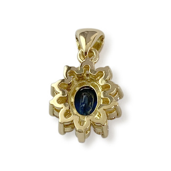 Second-hand gold 750 yellow diamond sapphire pendant
