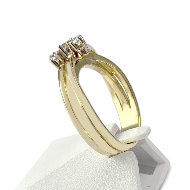 Bague d'occasion or 750 jaune diamants - vue 2