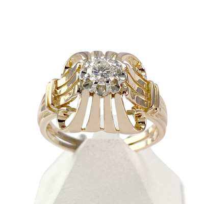 Solitaire d'occasion or 750 2 tons diamant - vue 1
