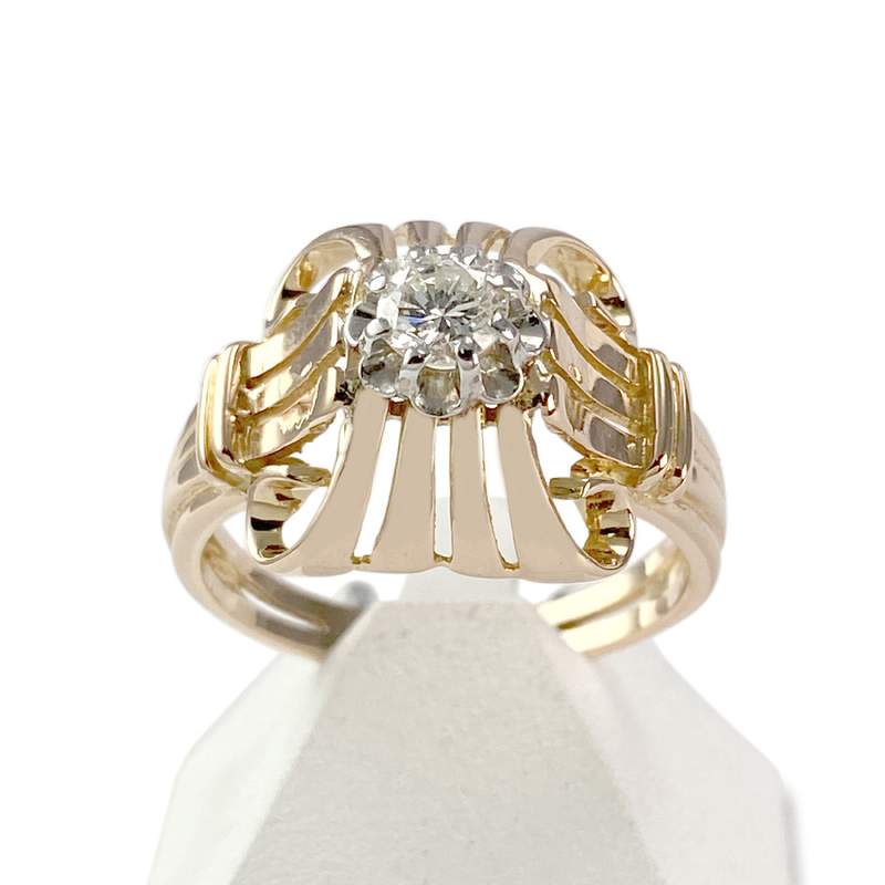 Solitaire d'occasion or 750 2 tons diamant - vue 1