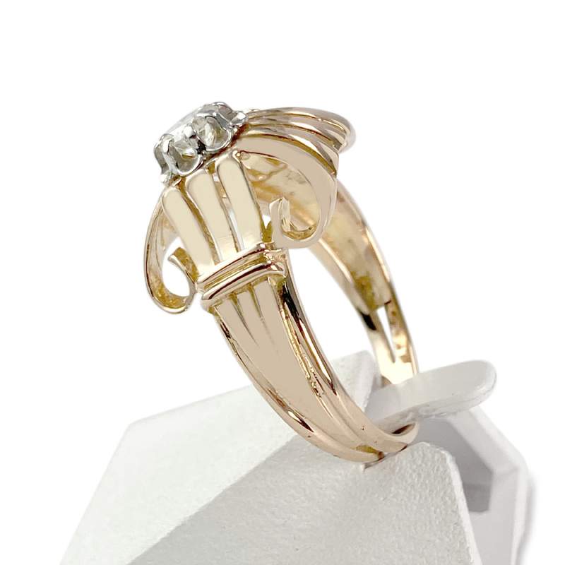 Solitaire d'occasion or 750 2 tons diamant - vue 2