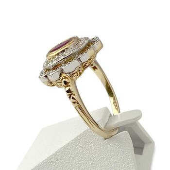 Bague d'occasion 2 ors 750 diamants rubis