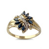 Bague d'occasion or 750 jaune et rhodié diamants saphirs - vue V1