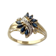 Bague d'occasion or 750 jaune et rhodié diamants saphirs