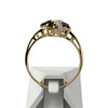 Bague d'occasion or 750 jaune et rhodié diamants saphirs - vue V3