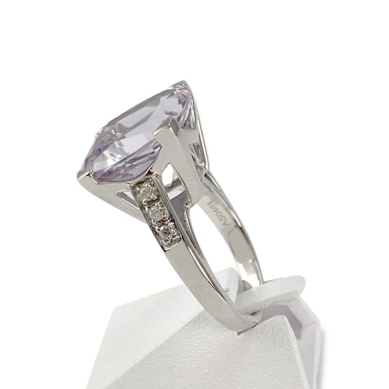 Bague d'occasion or 750 blanc diamants améthyste MAUBOUSSIN - vue 2