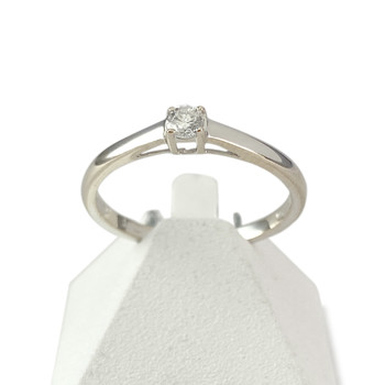 Bague solitaire d'occasion or 750 blanc diamant 0.10 carat