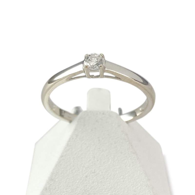 Solitaire d'occasion or 750 blanc diamant - vue 1