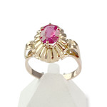 Bague d'occasion or 750 jaune rubis synthétique - vue 1