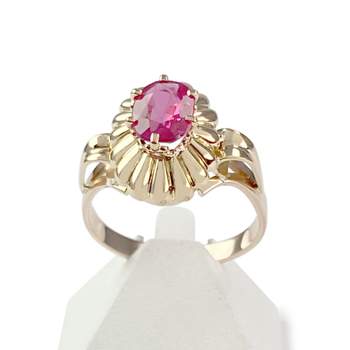 Bague d'occasion or 750 jaune rubis synthétique