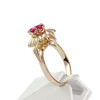 Bague d'occasion or 750 jaune rubis synthétique - vue V2