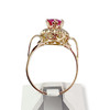 Bague d'occasion or 750 jaune rubis synthétique - vue V3