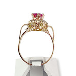 Bague d'occasion or 750 jaune rubis synthétique - vue 3