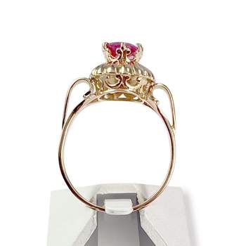 Bague d'occasion or 750 jaune rubis synthétique