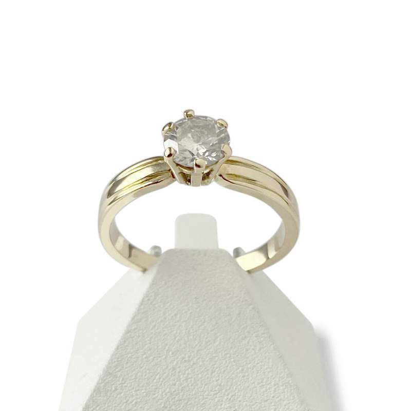 Solitaire d'occasion or 750 jaune diamant - vue 1