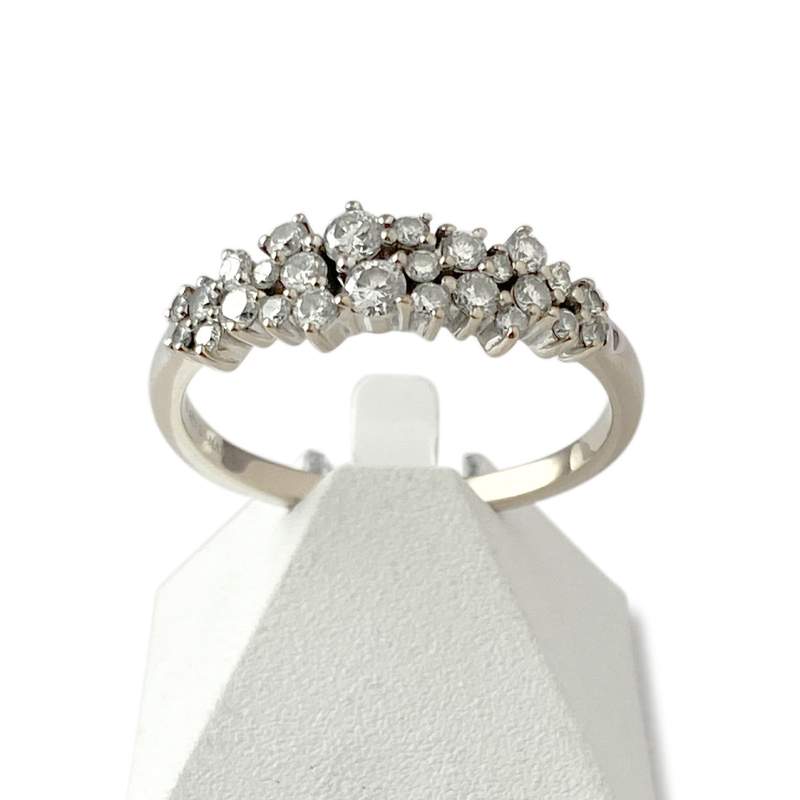 Bague d'occasion or 750 blanc diamants synthétiques - vue 1