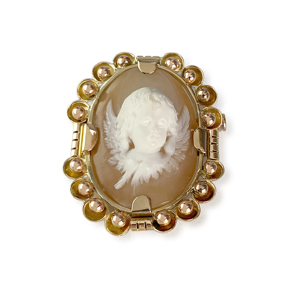 Broche d'occasion or 750 jaune camée coquille