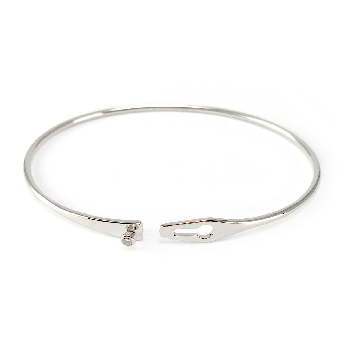 Bracelet DINH VAN d'occasion or 750 blanc diamant 60 mm - vue 3