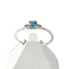Bague d'occasion or 375 blanc topaze bleue traitée carrée et diamants - vue V1