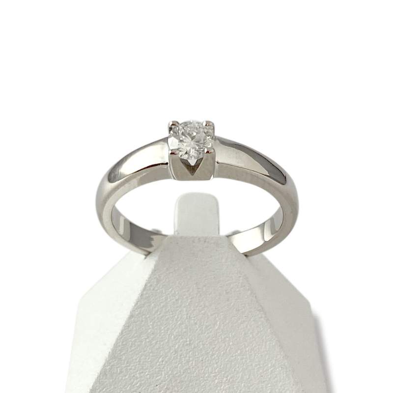 Solitaire d'occasion or 750 blanc diamant - vue 1