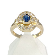 Bague d'occasion or 750 jaune diamants saphir