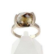 Bague d'occasion or 750 jaune quartz fumé