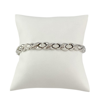 Bracelet d'occasion or 750 blanc diamants 18 cm
