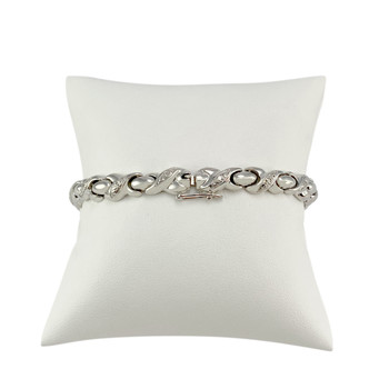 Bracelet d'occasion or 750 blanc diamants 18 cm