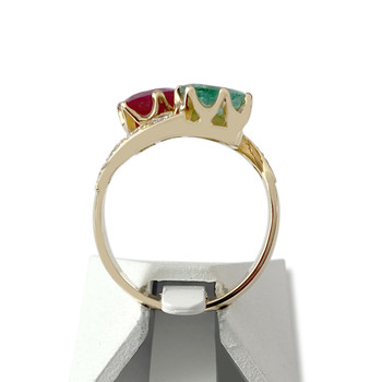 Second-hand gold ring 750 yellow gemstones diamonds