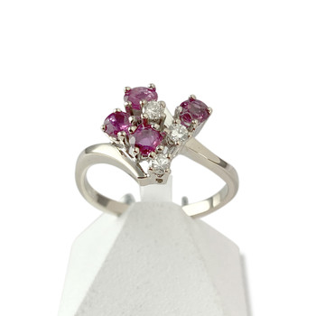 Second-hand gold 750 white diamond ruby ring